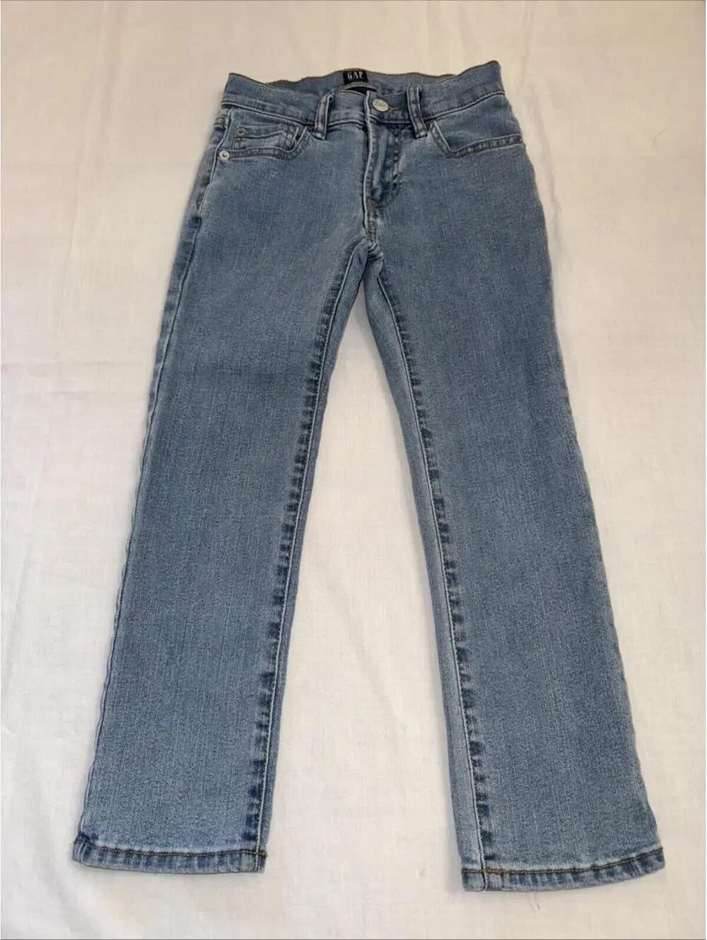 GAP Kids Girls Jeans Size 6 Stretch Straight Light Wash Adjustable Waist Denim